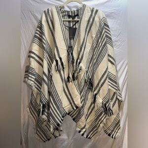 Marc New York Black and Cream Striped Poncho